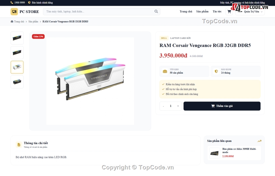 Web bán máy tính,Website php,Website bán linh kiện máy tính